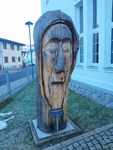Dřevěná socha - hlava nazývající se - Nos splněných přání