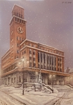 Jeden z obrazů Lukáše Černého - Radnice v Jablonci