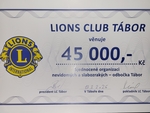 Finanční dar v hodnotě 45.000,-Kč